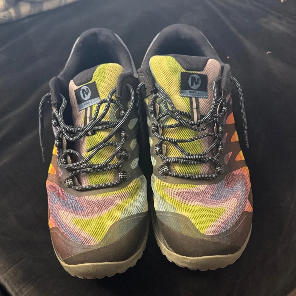 Merrell Nova 2 mens Multicolor Trail Sneakers - Green, Purple, Yellow Accents